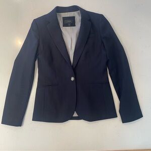 J Crew Blazer Womens 6T Navy Wool Single Button Lined Career Classic‎ Preppy